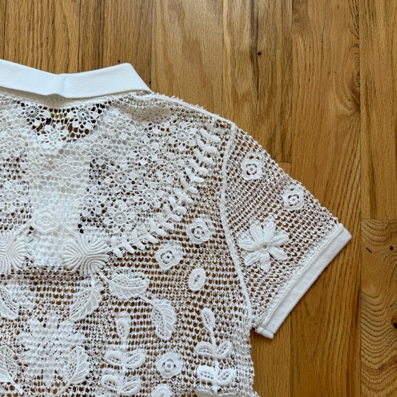 Polo Ralph Lauren Lace Polo Shirt in White - Picture 10 of 14